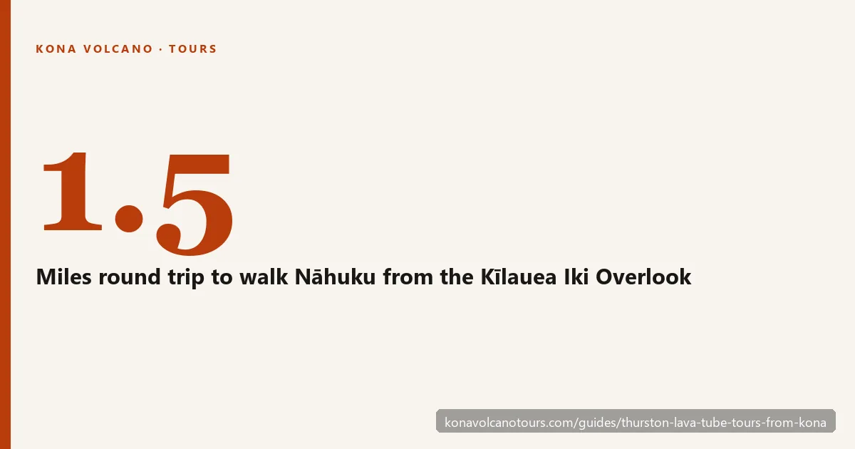 Nāhuku (Thurston Lava Tube) walk length: about 1.5 miles round trip from the Kīlauea Iki Overlook